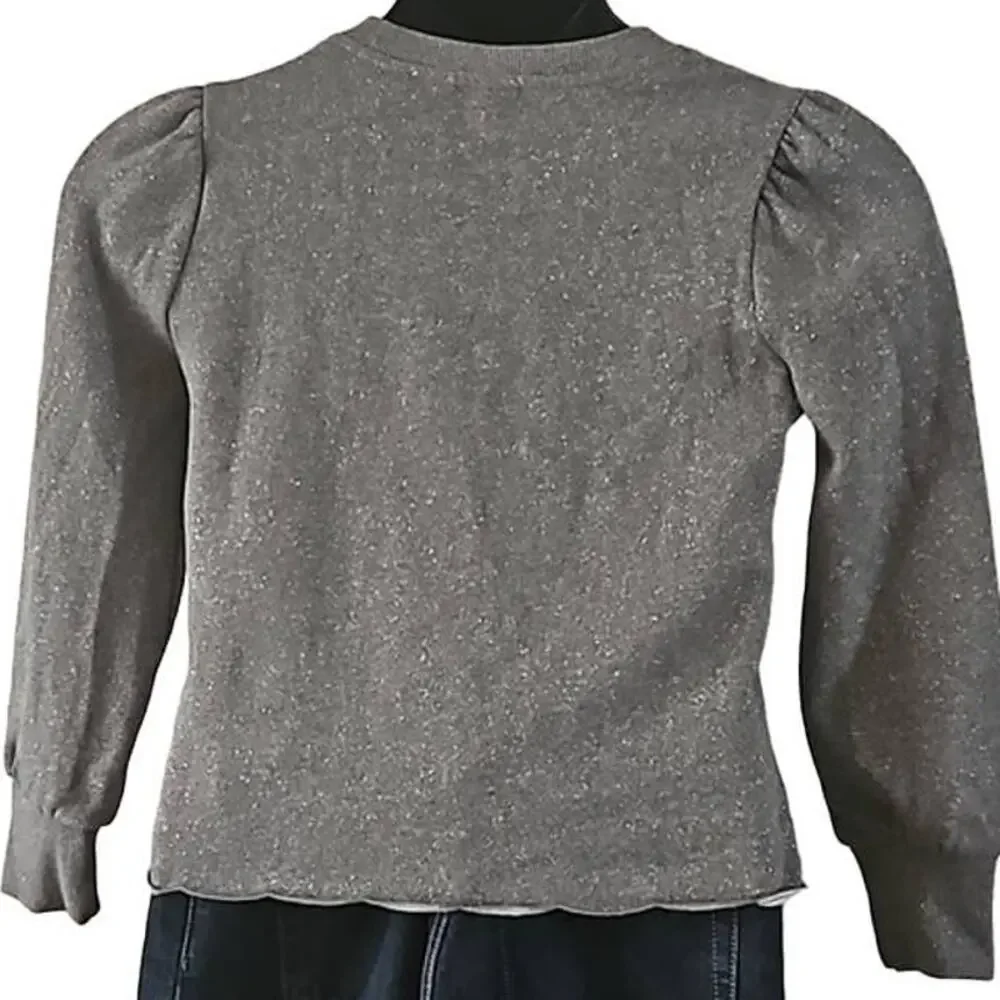 Gap Kids Girls Glitter Gray Sweatshirt - Size XL (10/12) Long Sleeve Pullover